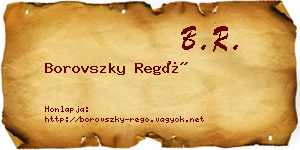 Borovszky Regő névjegykártya
